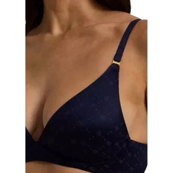Ralph Lauren Comfort Collection RLL Logo Wireless T Shirt Bra Navy Blue 34C NWT - Picture 4 of 7